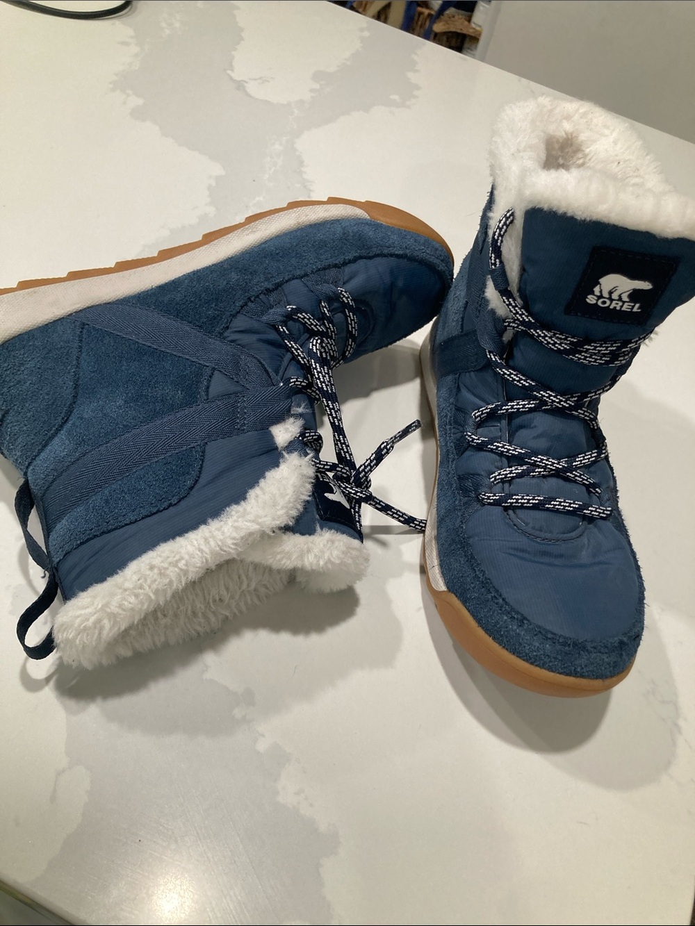 Sorel Navy Blue Faux-Fur Winter Boots